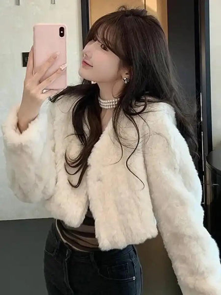 Zillion Soft Fur Jacket - front shot on model, white - Miss Mosa By Akanksha