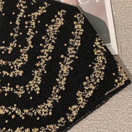 Zinnia Pearl Detailed Top - close-up of beaded detail, black - Miss Mosa By Akanksha
