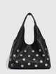 Zod Rivet PU Tote Bag - front product shot, black - Miss Mosa By Akanksha