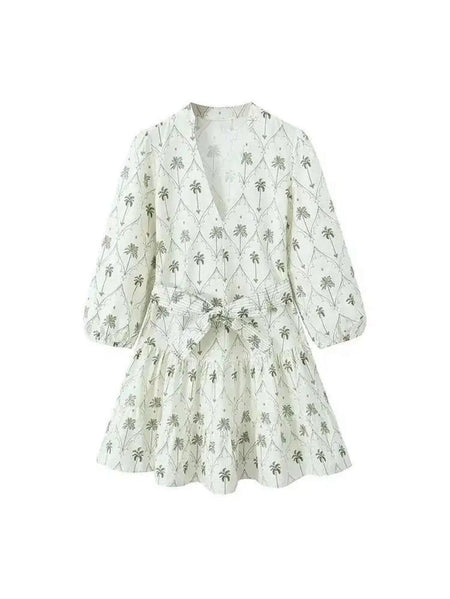 Zoey Summer Holiday Dress In Beige - front flat-lay product shot - Miss Mosa By Akanksha