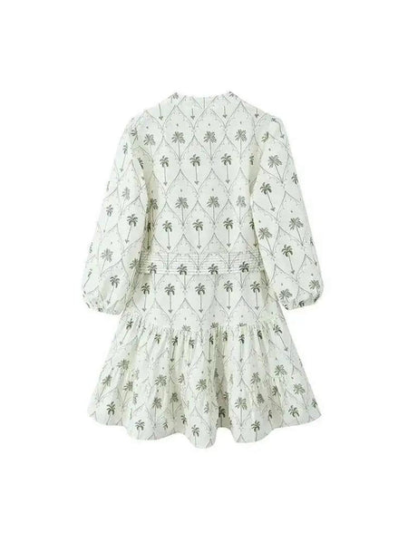 Zoey Summer Holiday Dress In Beige - back flat-lay product shot - Miss Mosa By Akanksha