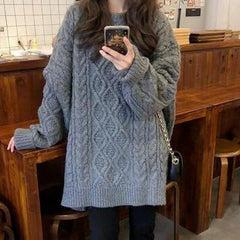 Zola Knitted Woolen Dress - front shot on model, grey - Miss Mosa By Akanksha