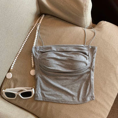 Zouzou Tank Tops with Inbuilt Bra - flat-lay product shot, grey - Miss Mosa By Akanksha