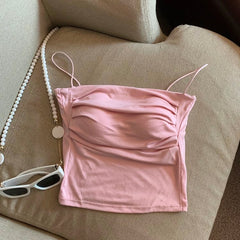 Zouzou Tank Tops with Inbuilt Bra - flat-lay product shot, pink - Miss Mosa By Akanksha