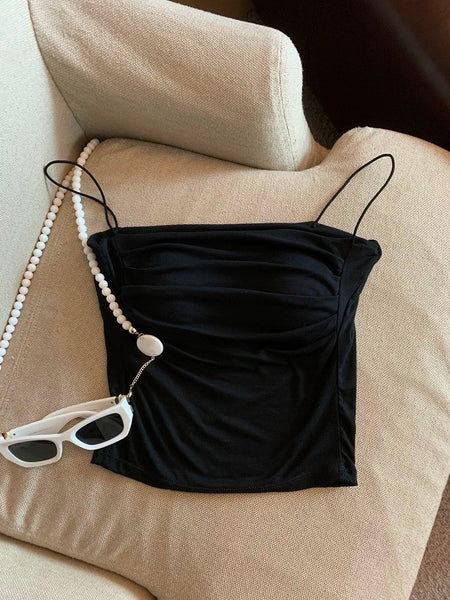 Zouzou Tank Tops with Inbuilt Bra - flat-lay product shot, black - Miss Mosa By Akanksha