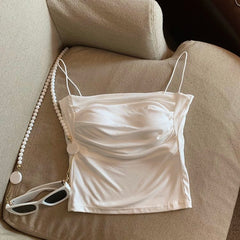 Zouzou Tank Tops with Inbuilt Bra - flat-lay product shot, white - Miss Mosa By Akanksha