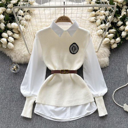 White - Rmello Two Piece Knit Set With Belt