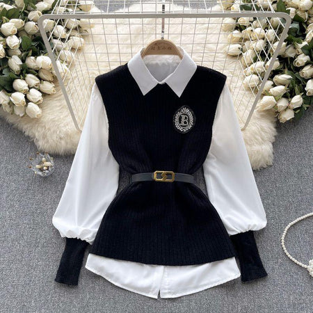 Black - Rmello Two Piece Knit Set With Belt