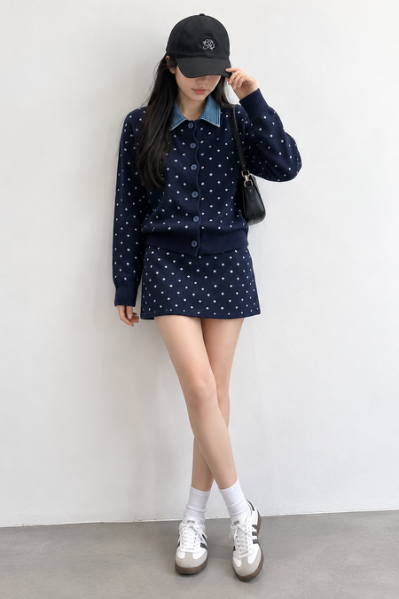 Imperia Soft Polka Woolen Coord Skirt Set