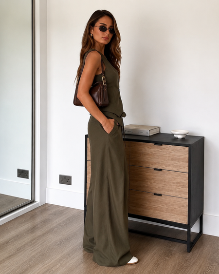 Orthan Vest Coord Set With Belt