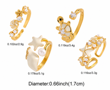 Isa 4Pcs Sea Shell Ring Set
