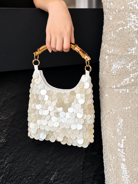 Belle Sequin Hand Bag With Chain