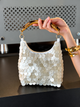 Belle Sequin Hand Bag With Chain