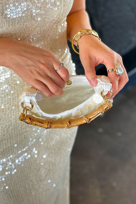 Belle Sequin Hand Bag With Chain