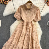 Semenna Cotton Eyelet Midi Dress - Alamode By Akanksha
