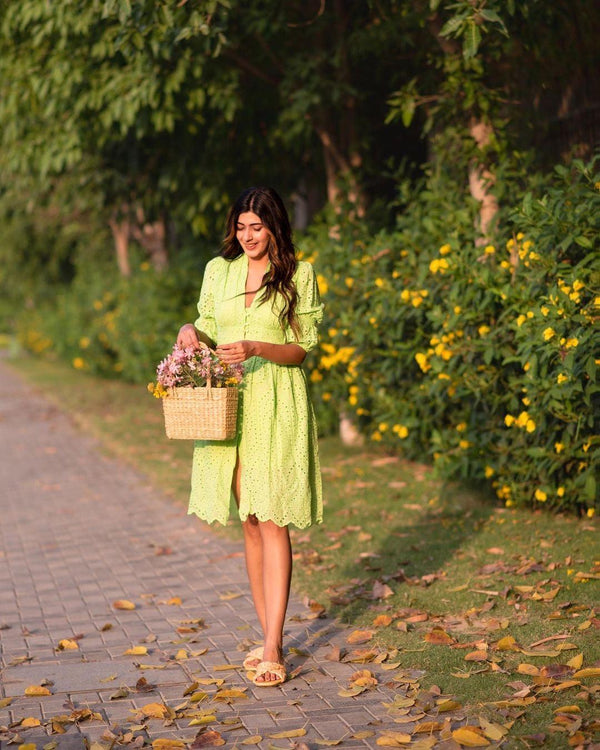 Luna Summer Cotton Eyelet Dress - Alamode By Akanksha