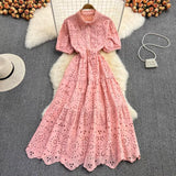 Semenna Cotton Eyelet Midi Dress - Alamode By Akanksha