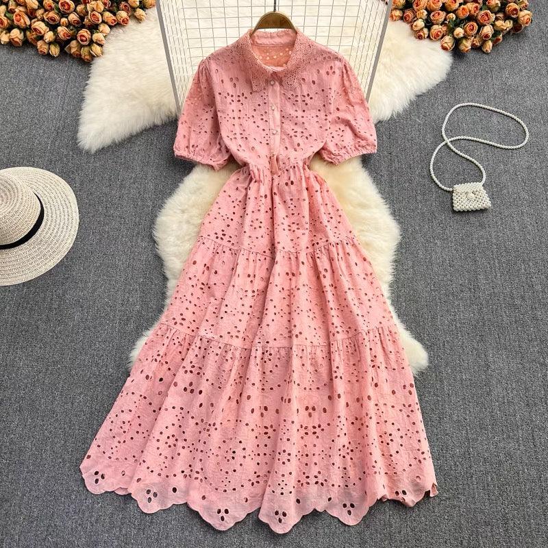 Semenna Cotton Eyelet Midi Dress - Alamode By Akanksha