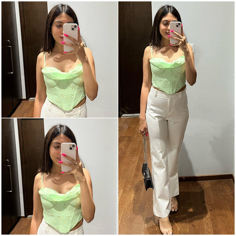 Simone Corset Top in Green - Alamode By Akanksha