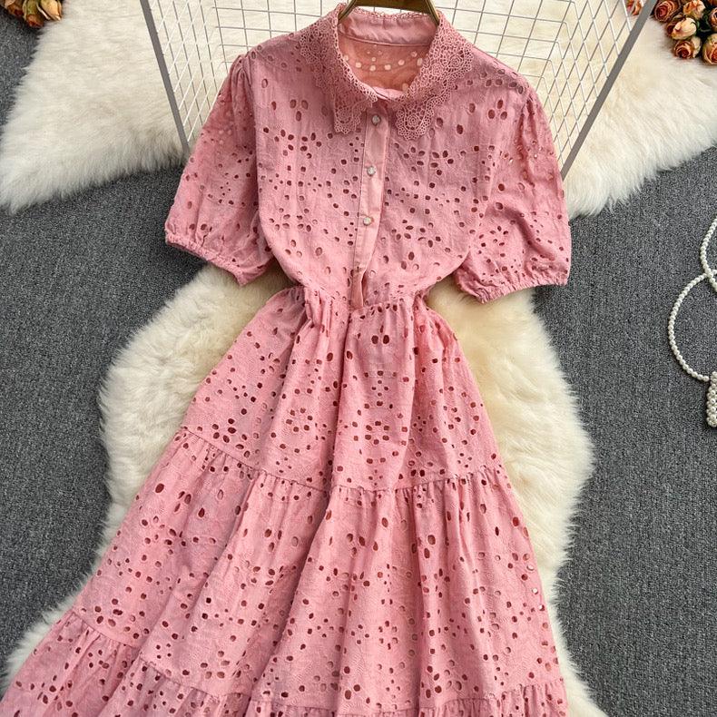 Semenna Cotton Eyelet Midi Dress - Alamode By Akanksha