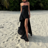 Annora Off-Shoulder Maxi Dress With Scarf In Black