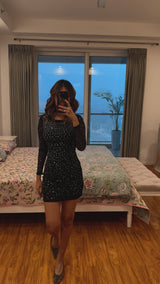 Alexandra Embellished Luxe Collection Mini Dress - Swipe for video
