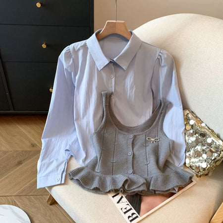 Orlane Two Piece Shirt & Knit Vest Set