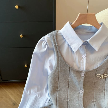 Orlane Two Piece Shirt & Knit Vest Set