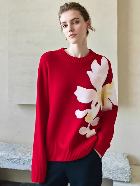 Scarlet Floral Woolen Sweater