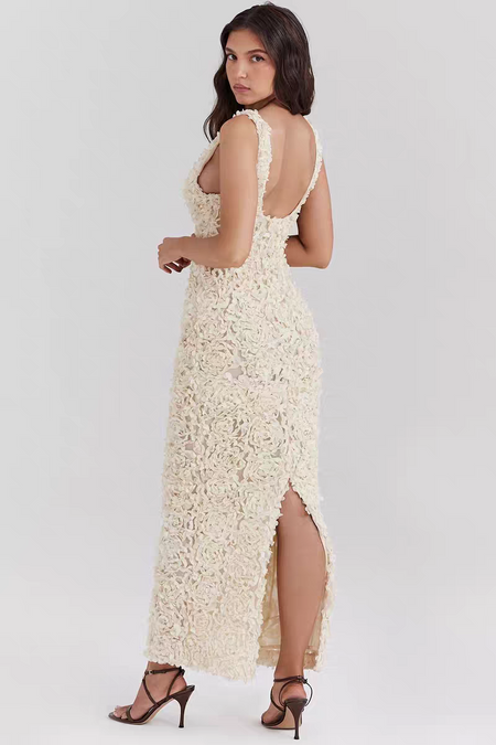 Cosmos Luxe 3D Floral Maxi Dress