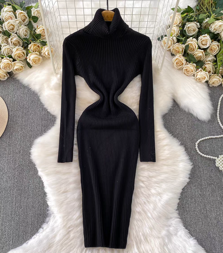 Perry High Neck Knitted Midi Dress