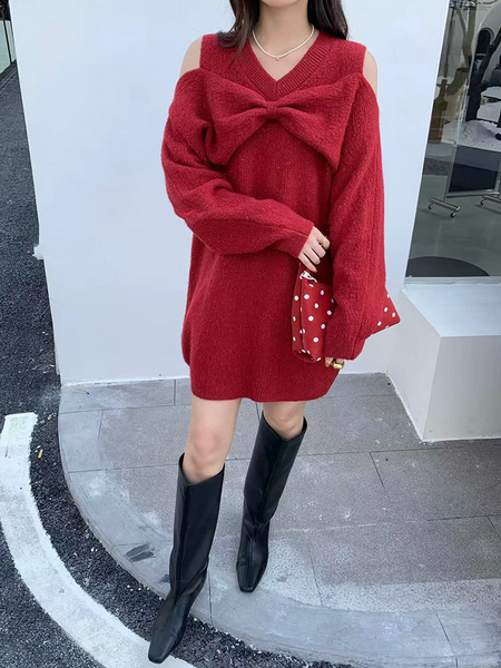 Eira Bow Shimmer Mini Dress