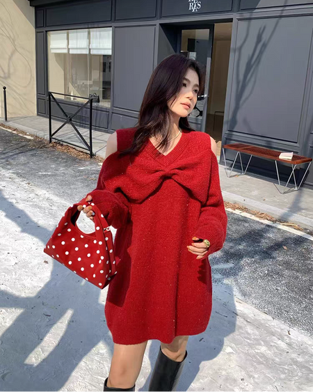 Eira Bow Shimmer Mini Dress