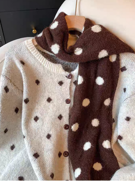 Maristella Printed Cardigan With Scraf