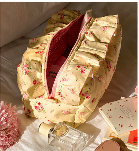 Blossie Floral Frill Makeup Pouch
