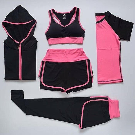 5 Piece Activewear Set - flat-lay product shot, black - Miss Mosa By Akanksha