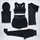 5 Piece Activewear Set - flat-lay product shot, black - Miss Mosa By Akanksha