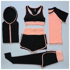 5 Piece Activewear Set - flat-lay product shot, black - Miss Mosa By Akanksha