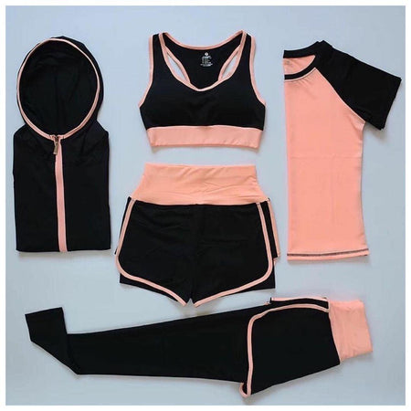 5 Piece Activewear Set - flat-lay product shot, black - Miss Mosa By Akanksha