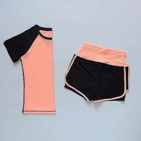 5 Piece Activewear Set - flat-lay product shot, peach - Miss Mosa By Akanksha