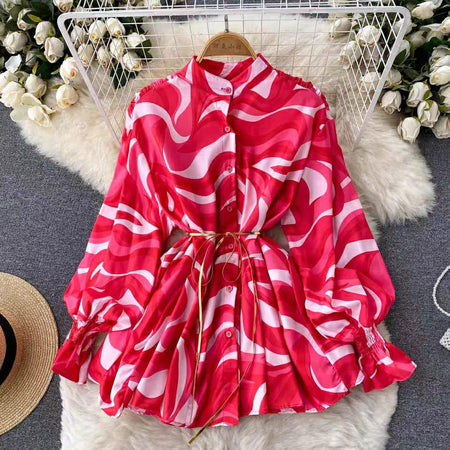 Abstract Statement Dress - styled flat-lay shot, red - Miss Mosa By Akanksha