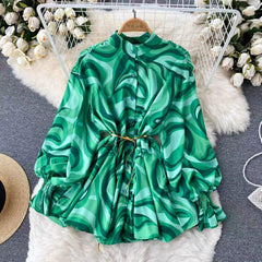 Abstract Statement Dress - styled flat-lay shot, green - Miss Mosa By Akanksha