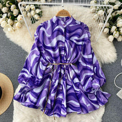Abstract Statement Dress - styled flat-lay shot, purple - Miss Mosa By Akanksha