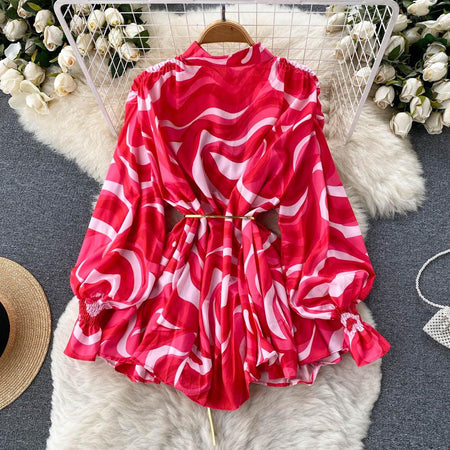 Abstract Statement Dress - styled flat-lay shot, red - Miss Mosa By Akanksha