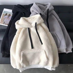 Adam Fluffy Hoodies - styled flat-lay shot, multicolour - Miss Mosa By Akanksha