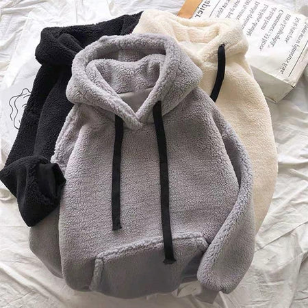 Adam Fluffy Hoodies - styled flat-lay shot, multicolour - Miss Mosa By Akanksha