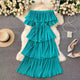 Adele Statement Tiered Dress - front shot on hanger, teal - Miss Mosa By Akanksha