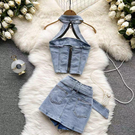 Alexus Coord Set In Blue - styled flat-lay shot, blue - Miss Mosa By Akanksha
