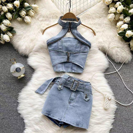 Alexus Coord Set In Blue - styled flat-lay shot, blue - Miss Mosa By Akanksha