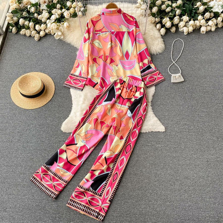 Alia Abstract Coord Set In Pink - styled flat-lay shot, pink - Miss Mosa By Akanksha